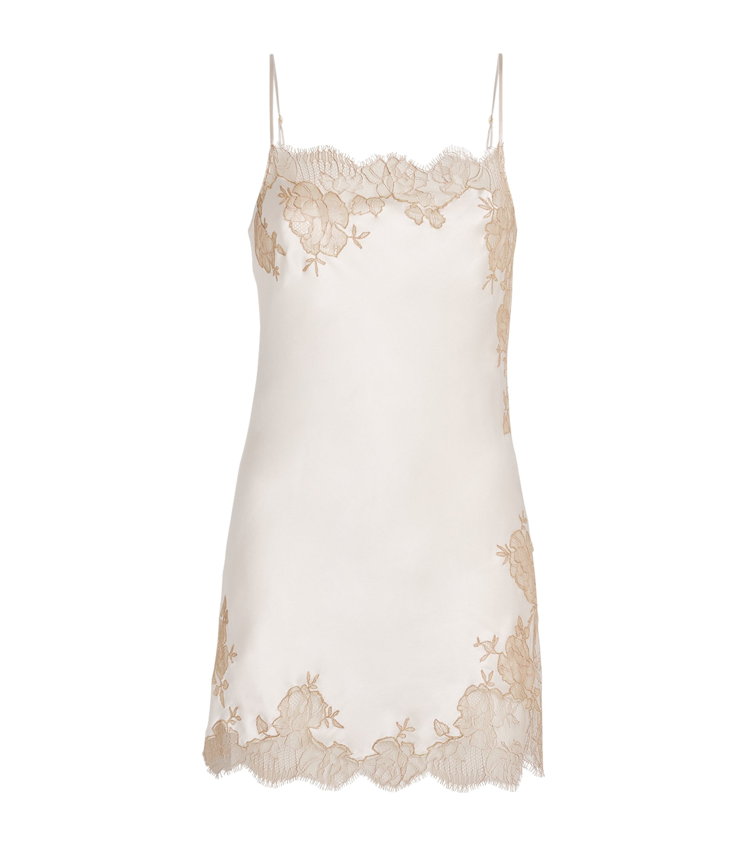Carine Gilson Ivory Silk Lace-Trim Short Slip Dress