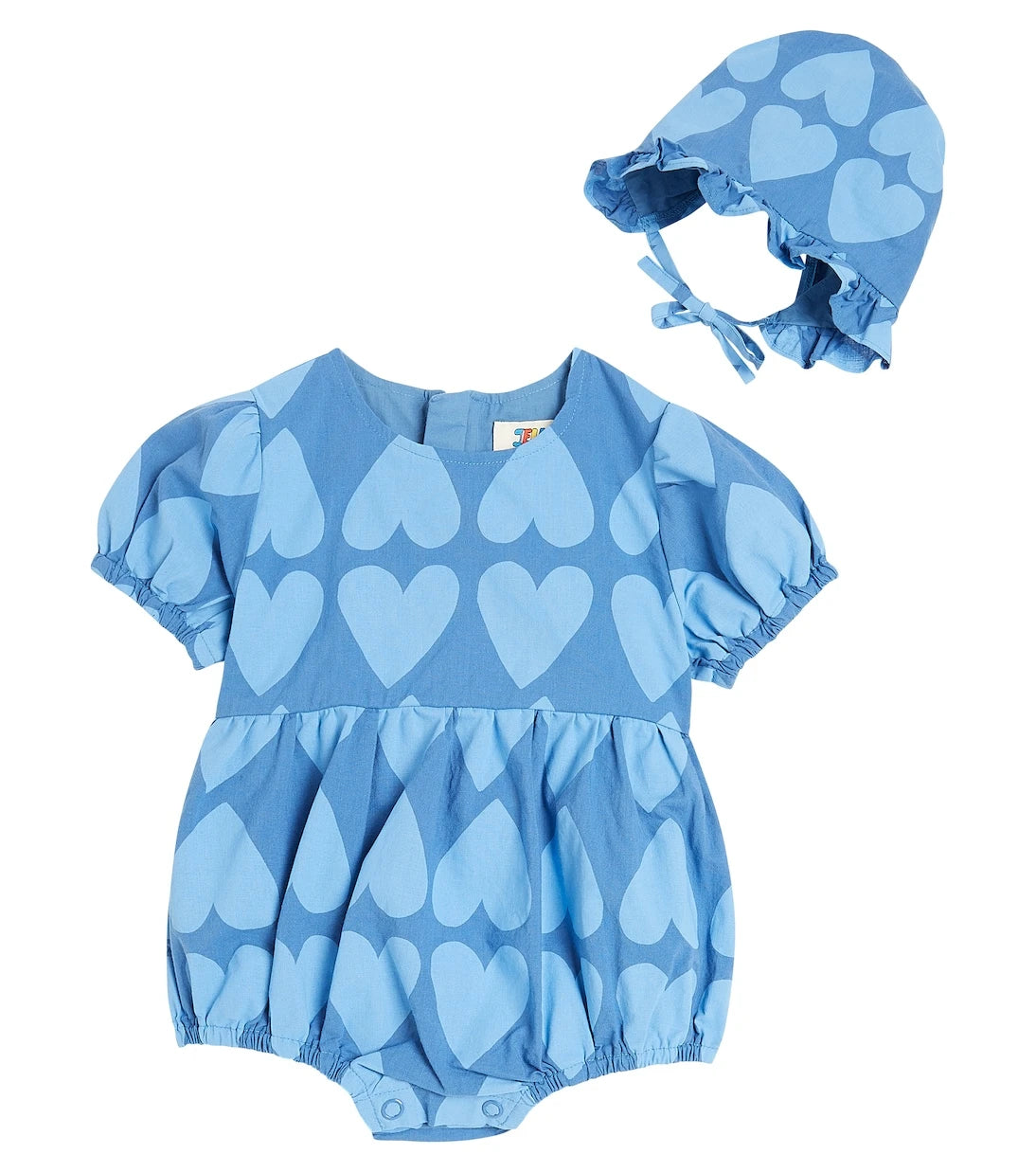 Jellymallow - Baby Heart cotton playsuit and sunhat set