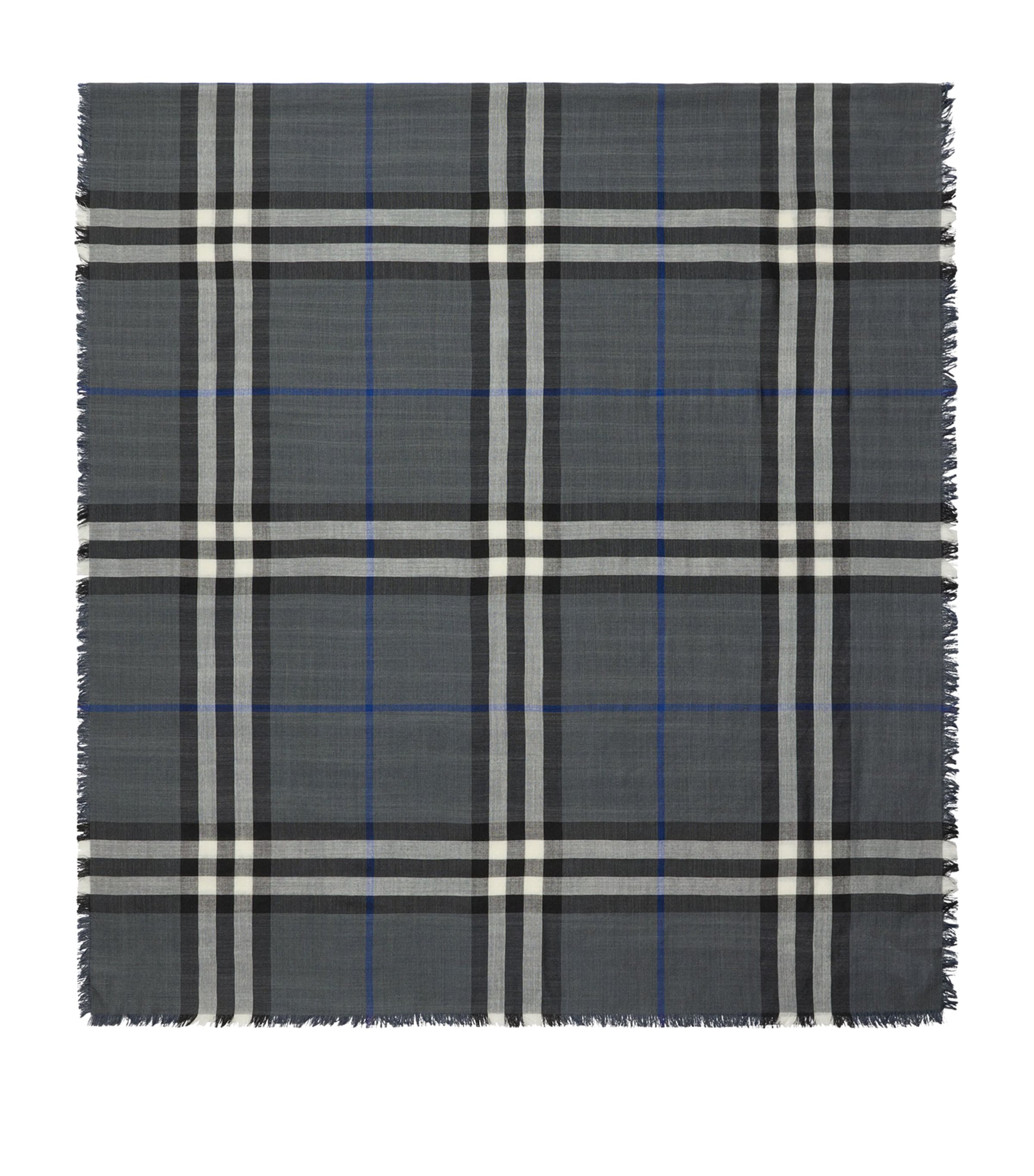 Grey Wool-Silk Reversible Check Scarf