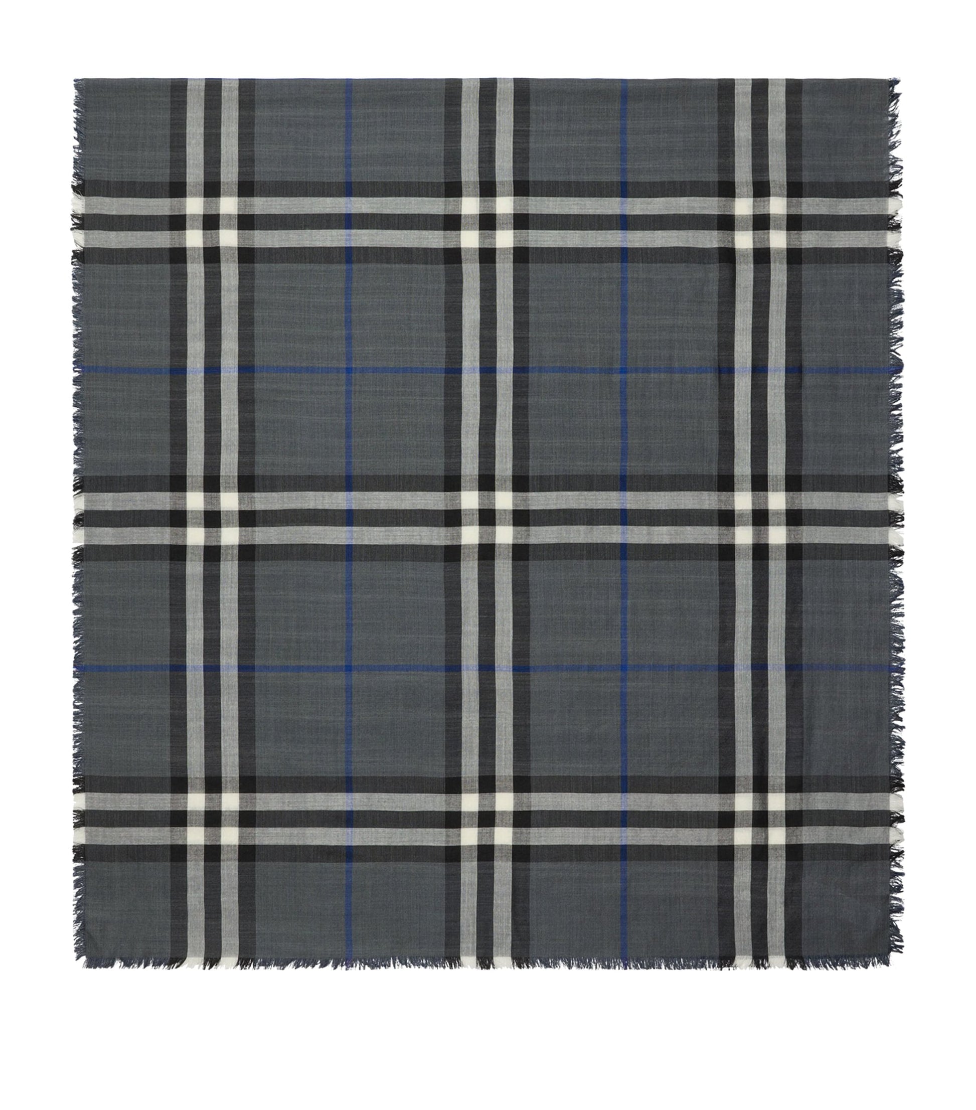 Grey Wool-Silk Reversible Check Scarf