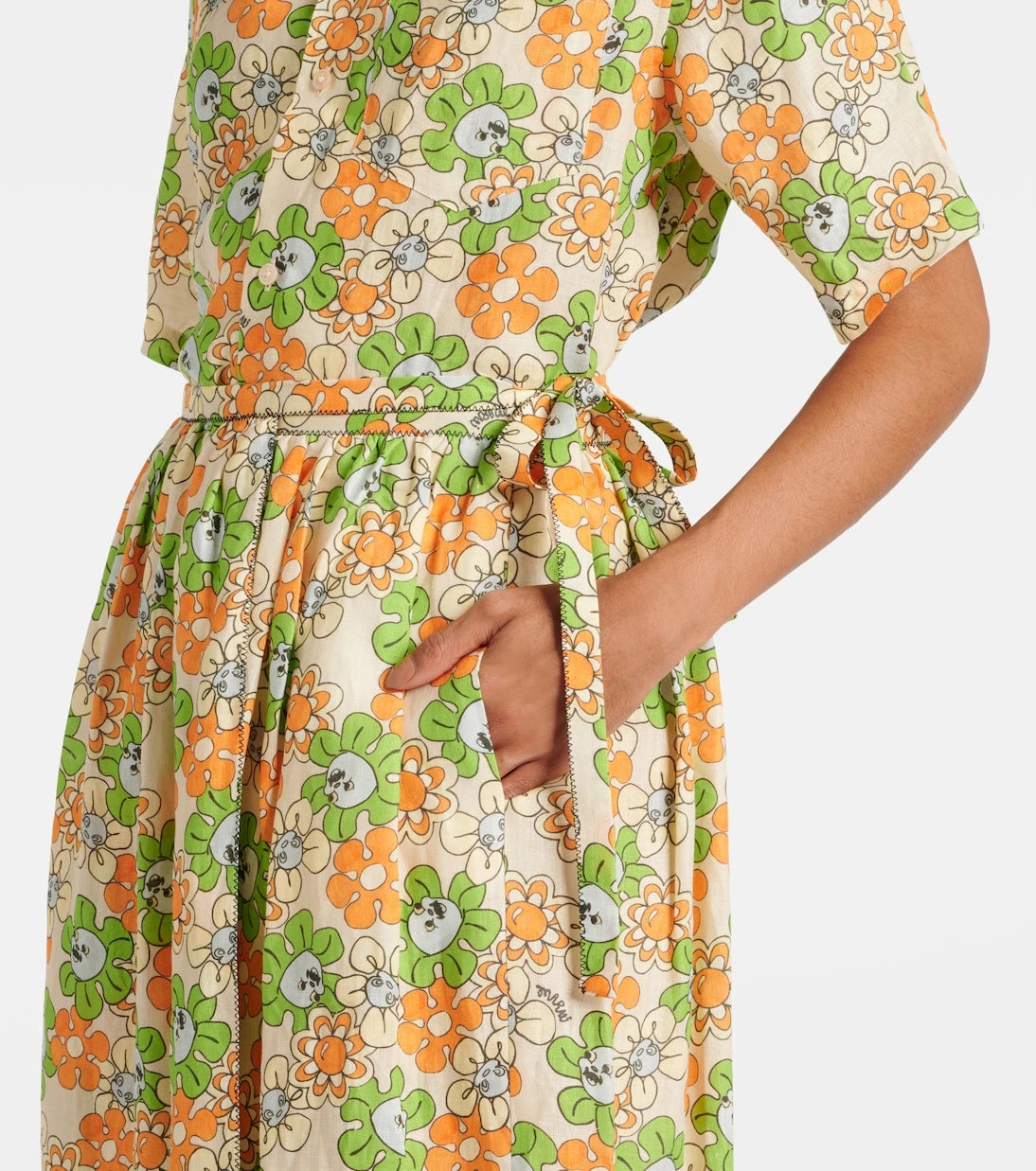 Marni - Floral linen midi skirt