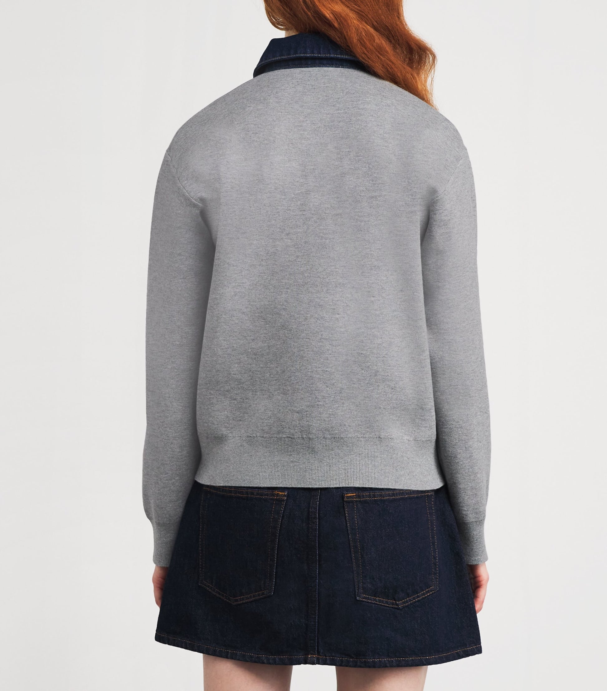 Black Denim-Collar Sweater