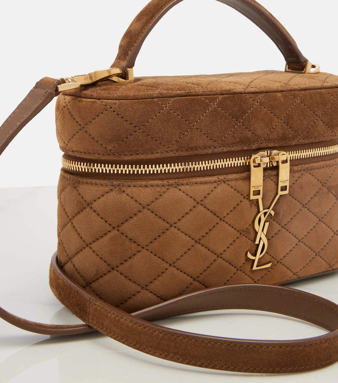 Saint Laurent - Gaby Mini quilted suede vanity bag