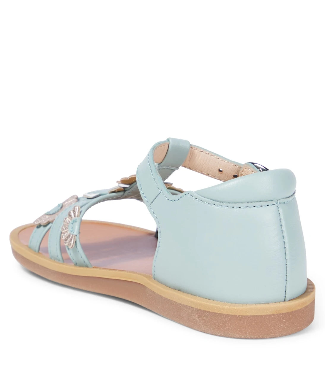 Pom d'Api - صنادل جلدية مزينة بورد الخشخاش