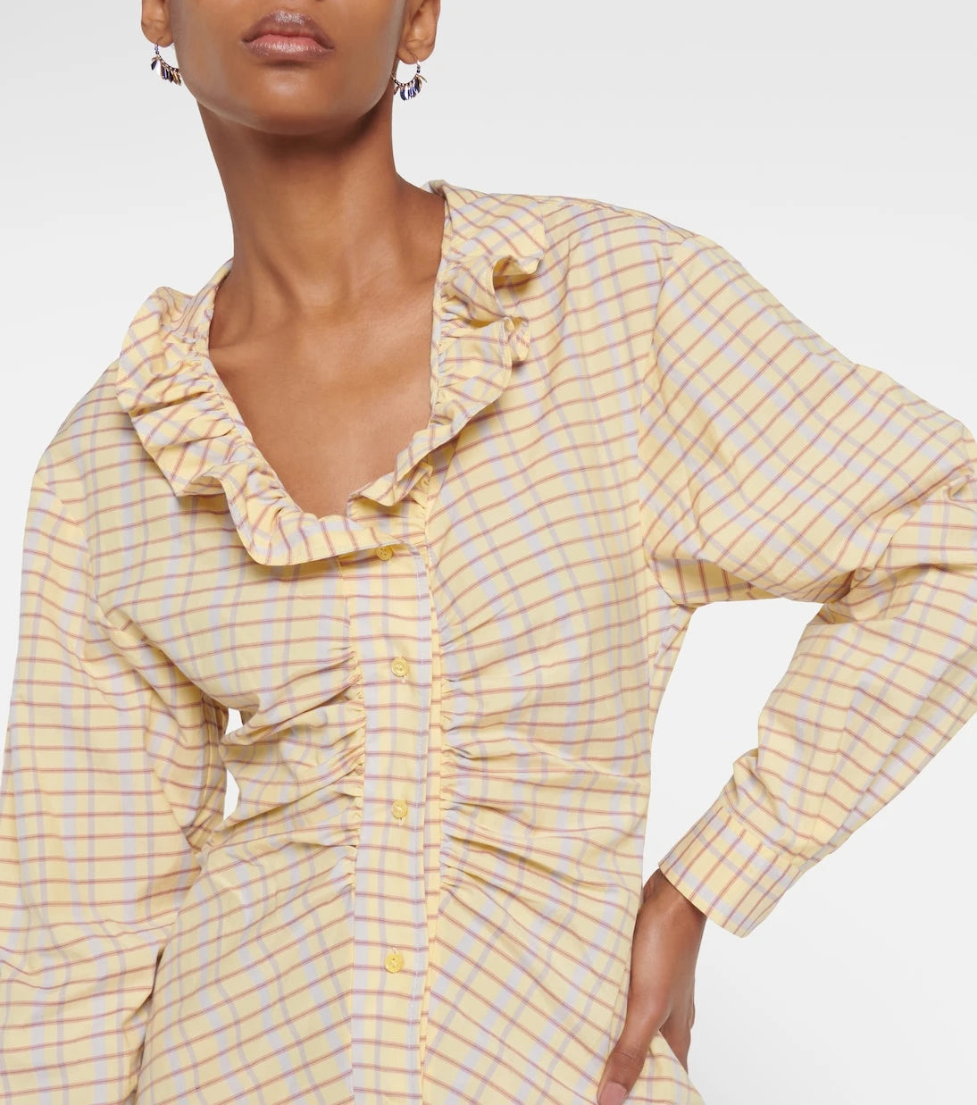 Isabel Marant - Coral checked cotton and silk minidress
