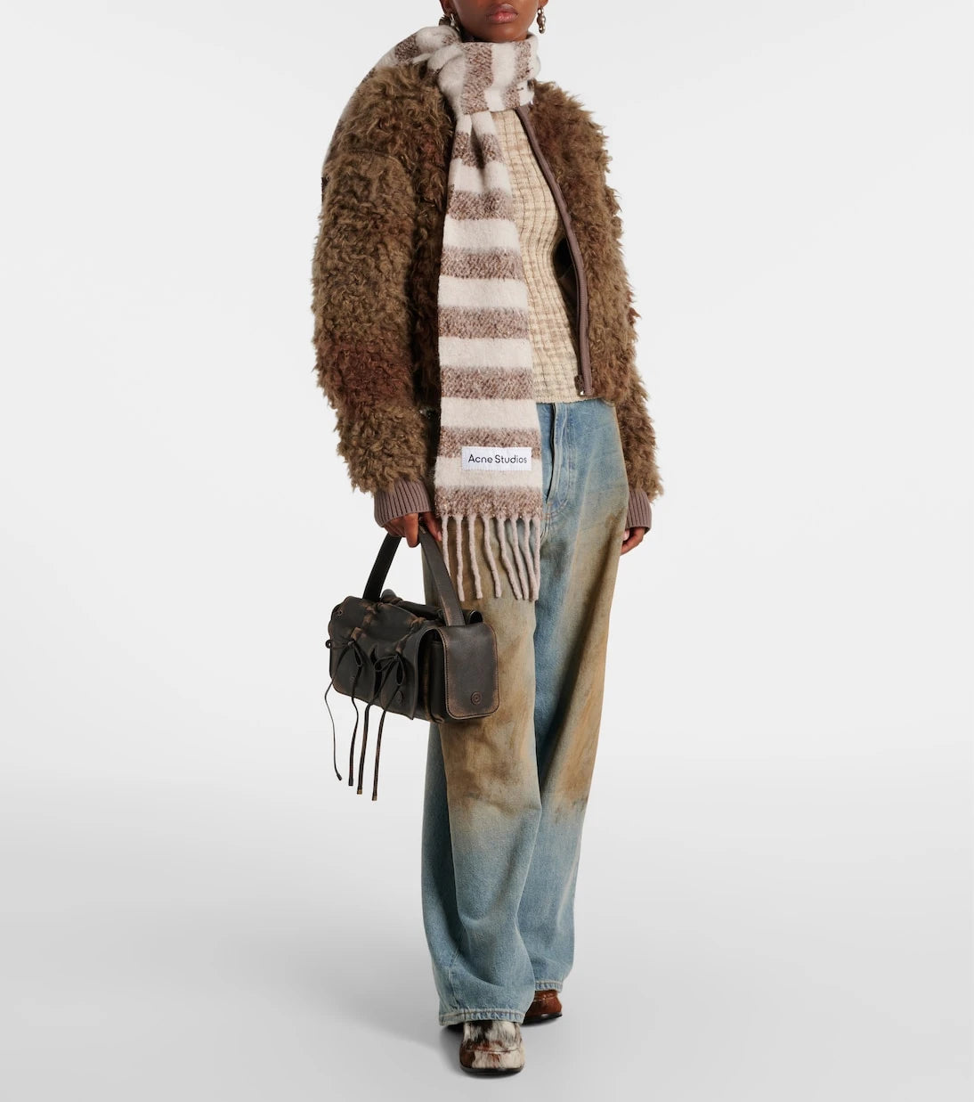 Acne Studios - وشاح مخطط من مزيج الصوف