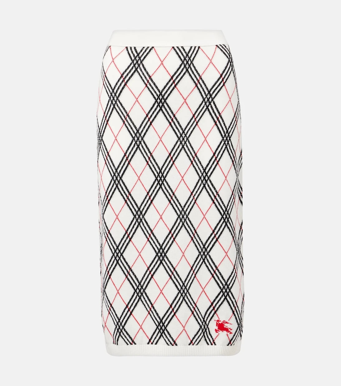 Burberry - Argyle knitted cotton midi skirt