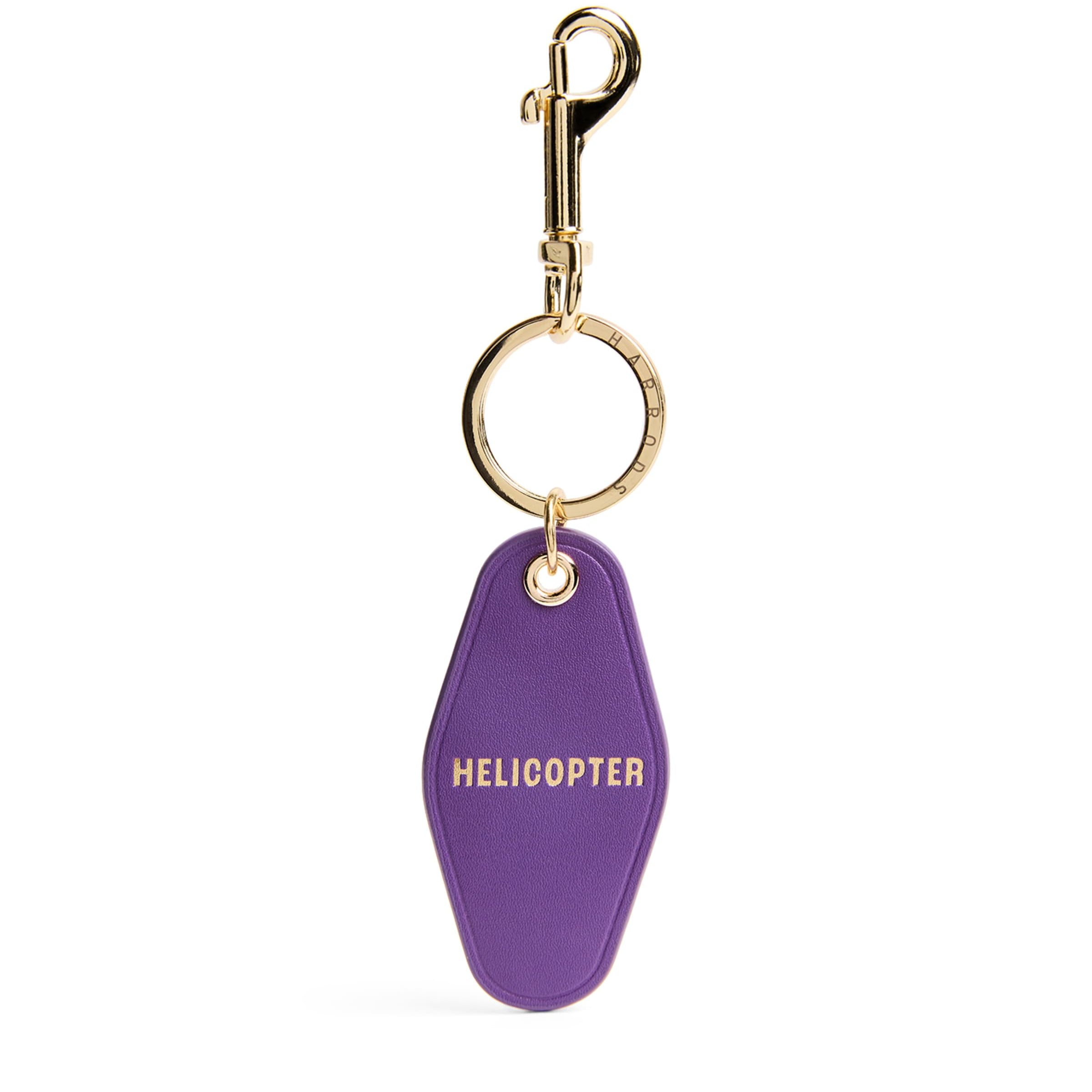 Purple Leather Helicopter Tag Keyring