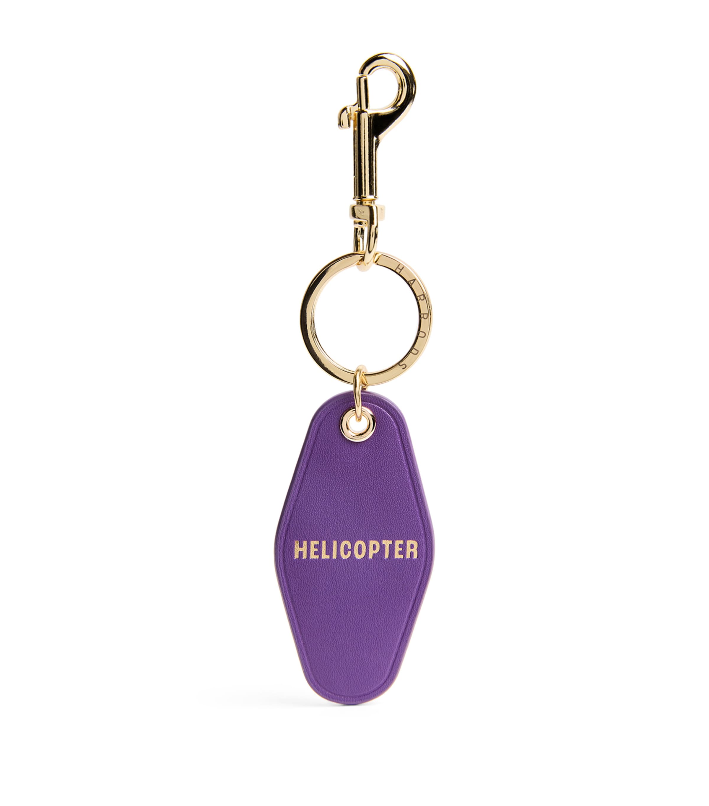 Purple Leather Helicopter Tag Keyring