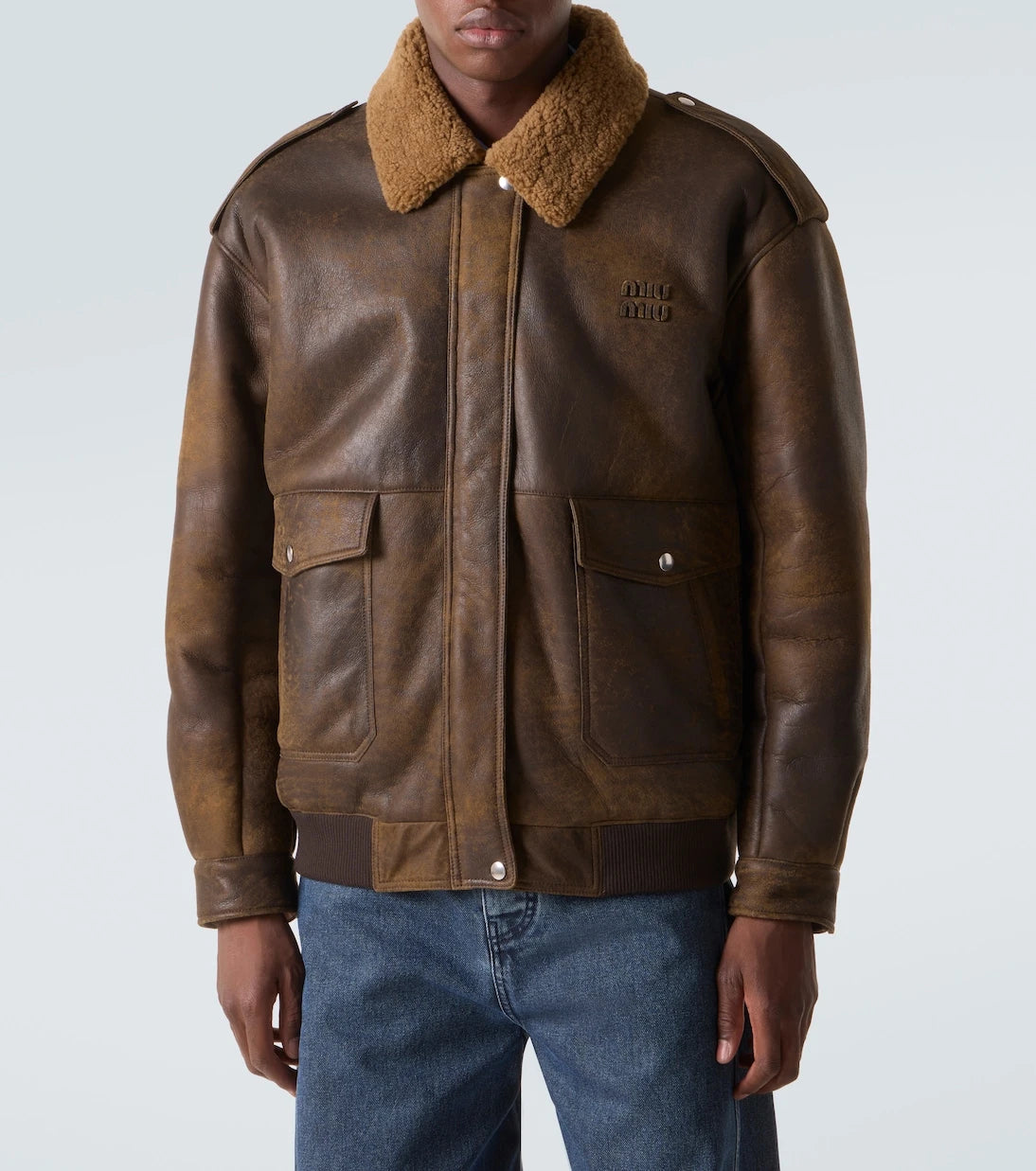 Miu Miu - Shearling-lined leather blouson jacket