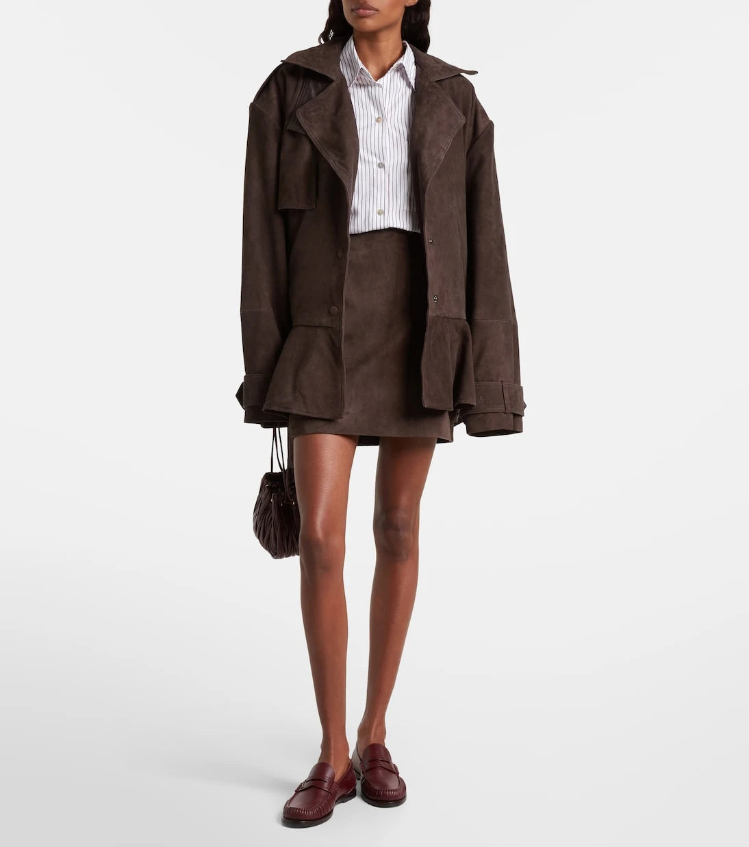 Rotate - Oversized suede biker jacket