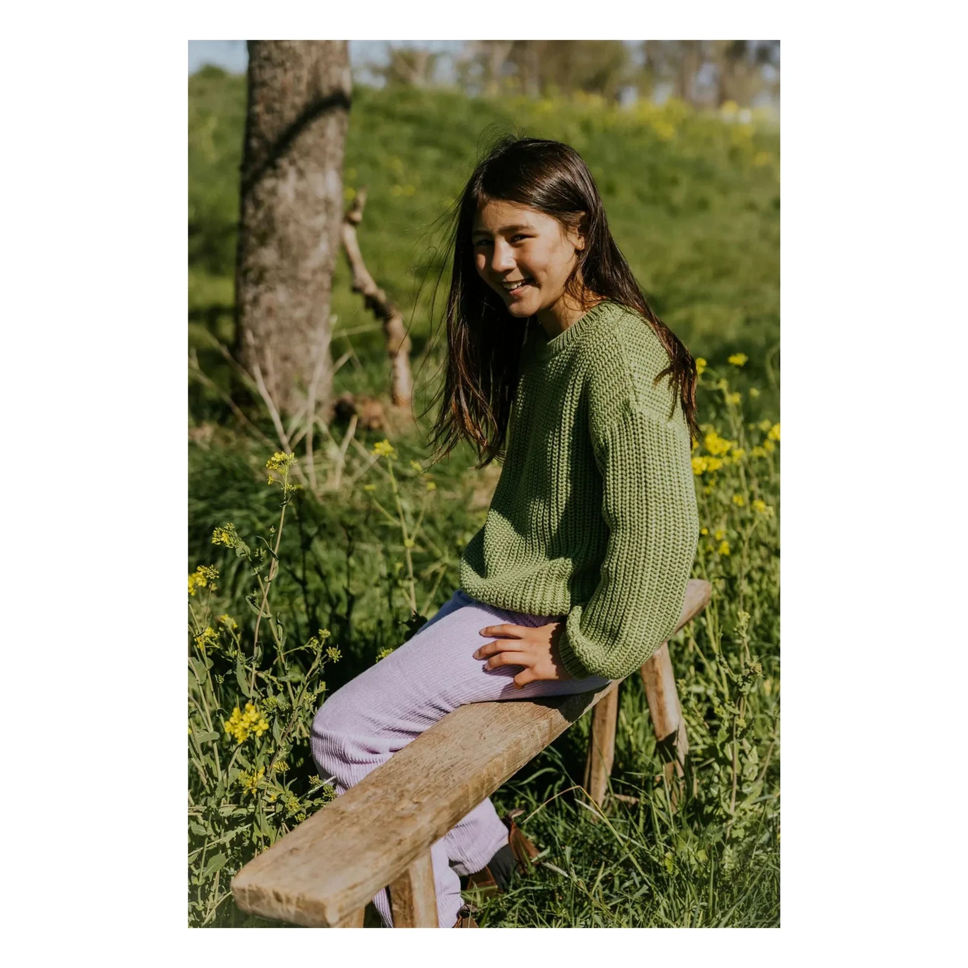 Yuki - Organic Cotton Chunky Sweater | Olive