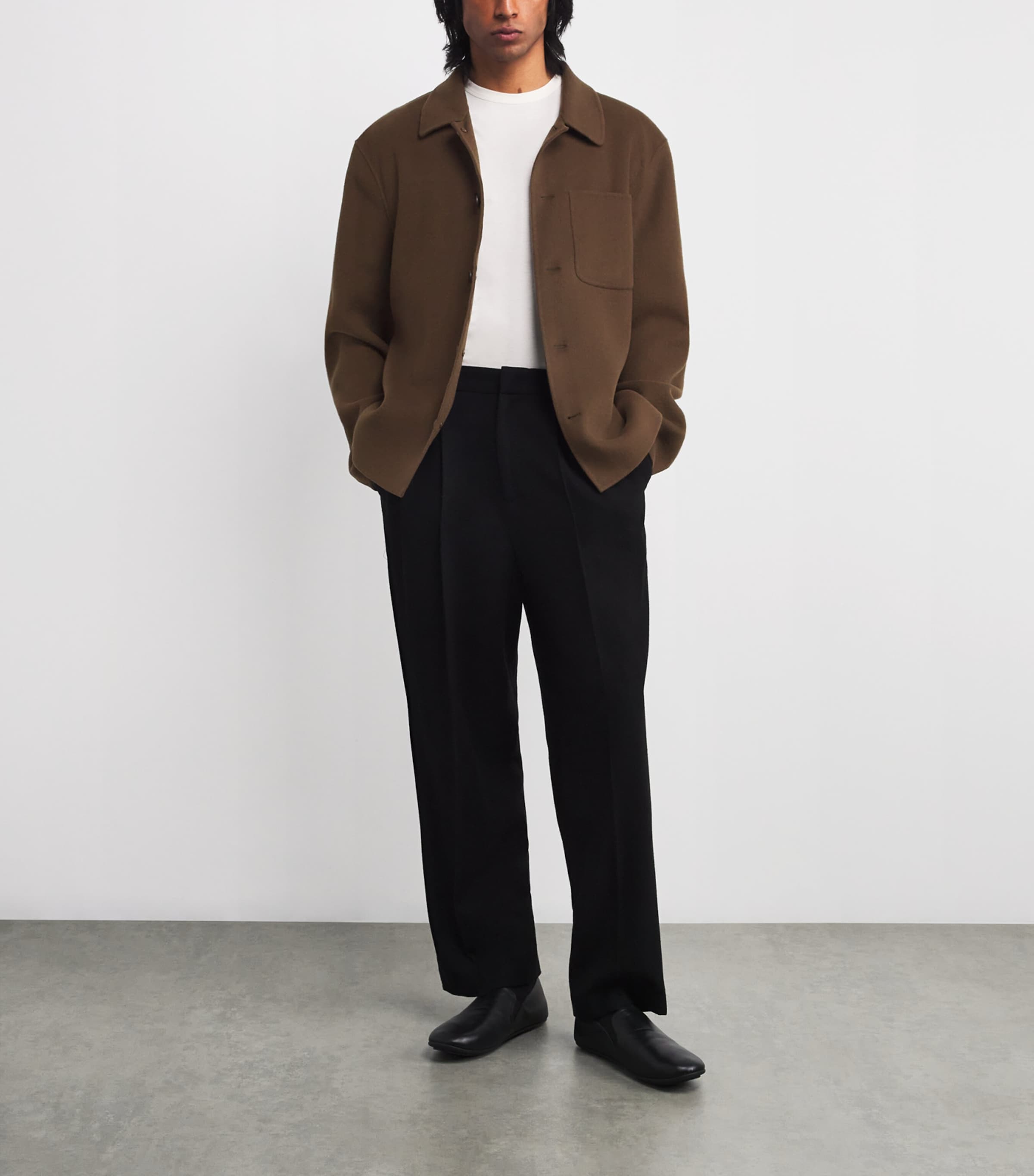 Officine Generale Brown Wool Overshirt