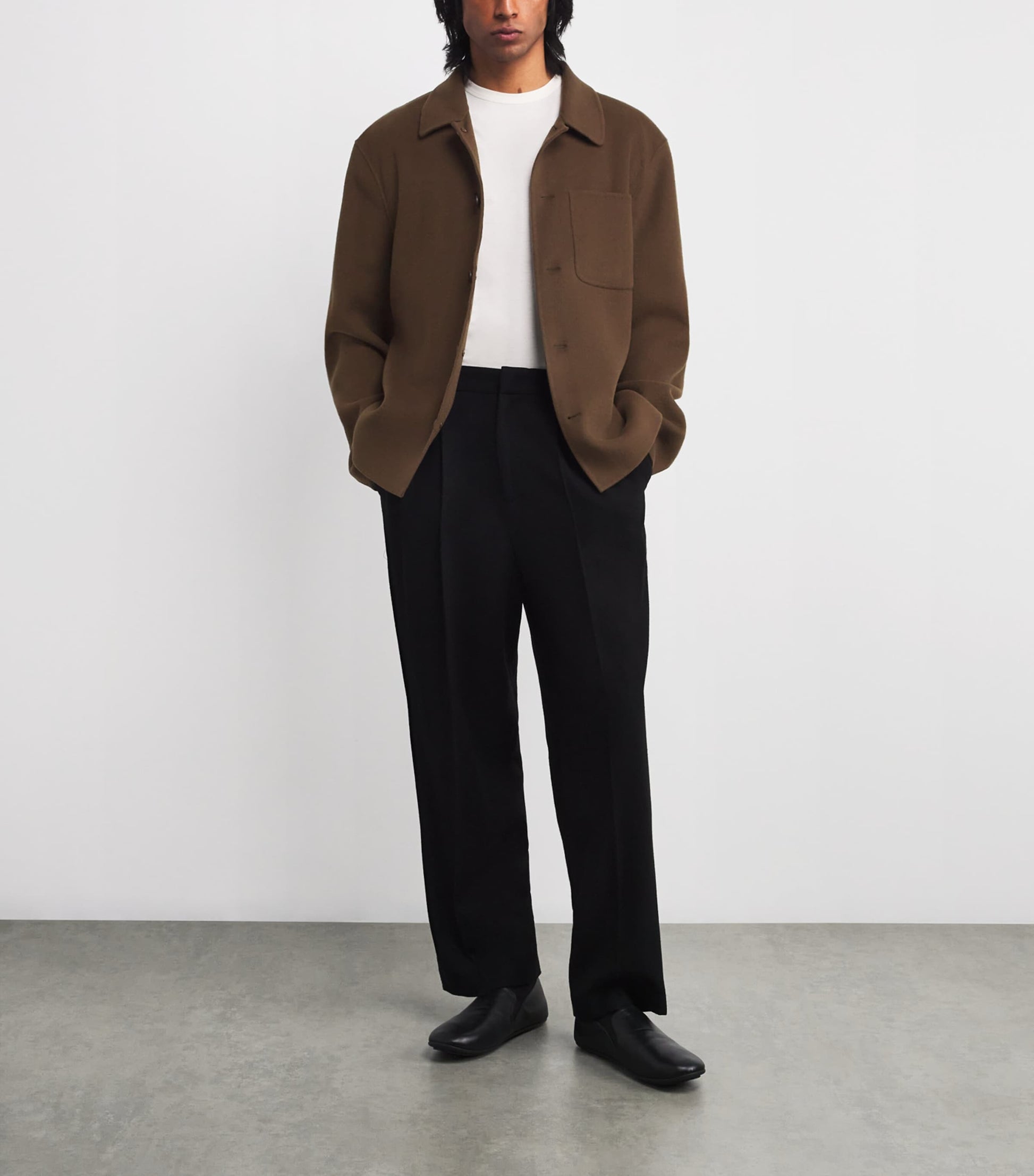 Officine Generale Brown Wool Overshirt