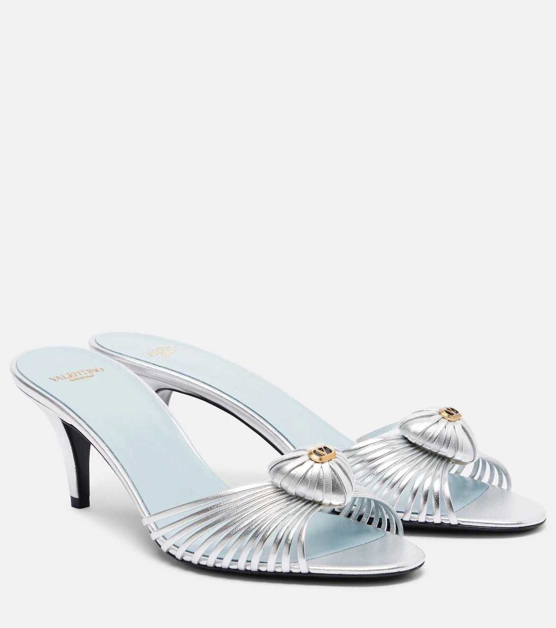 Valentino Garavani - Cœur Royal metallic leather mules