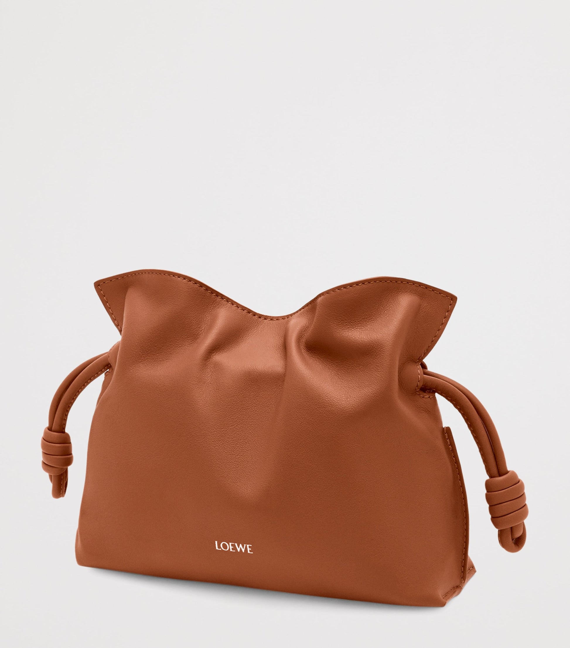 Mini Leather Flamenco Clutch Shoulder Bag SQUIRREL