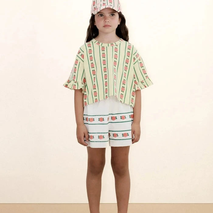 Tinycottons ROSE PATTERN CROP TEE Çocuk Pamuklu Tişört