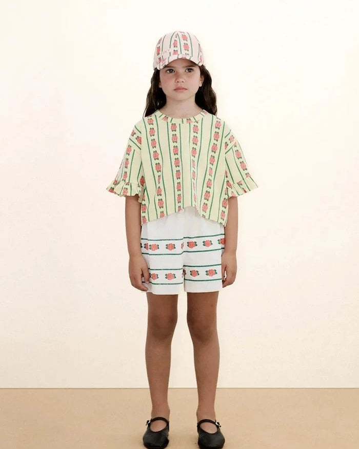 Tinycottons ROSE PATTERN CROP TEE Çocuk Pamuklu Tişört
