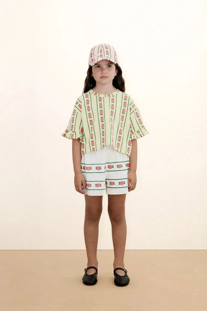 Tinycottons ROSE PATTERN CROP TEE Çocuk Pamuklu Tişört