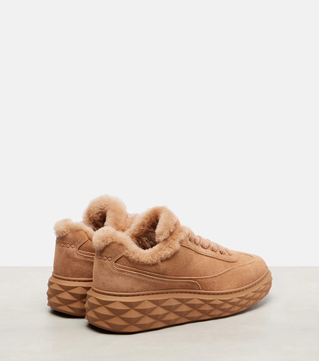 Jimmy Choo - Diamond Maxi shearling-trimmed suede sneakers