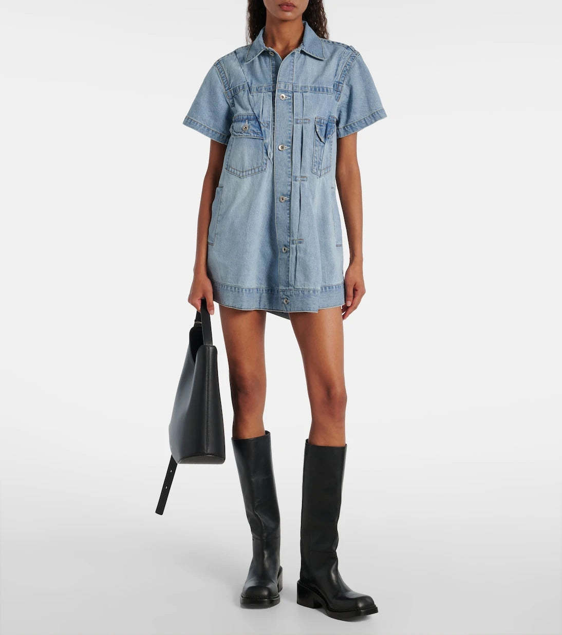 Sacai - Deconstructed denim minidress