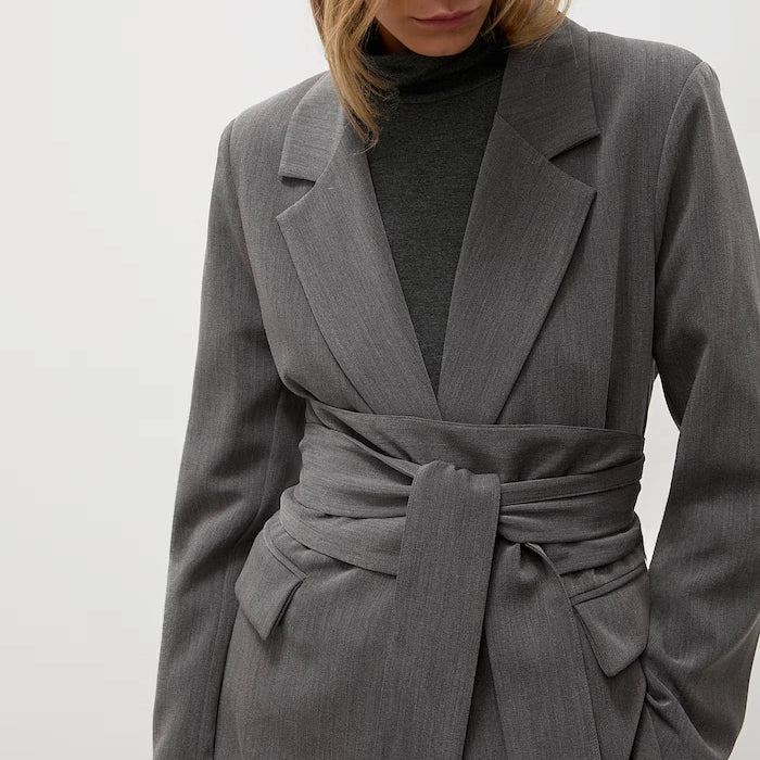 Viskozlu tek düğmeli kadın blazer