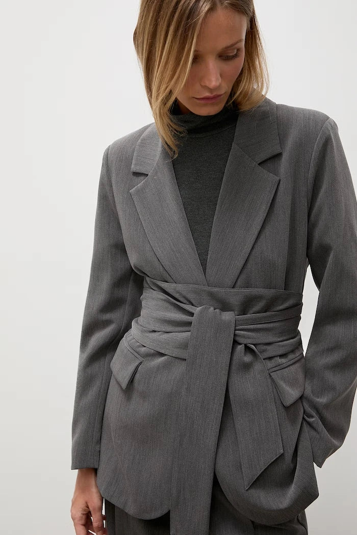 Viskozlu tek düğmeli kadın blazer