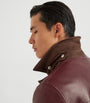 Red Leather-Suede Padded Jacket