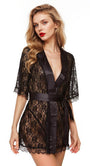 Lace Short Sleeve Lingerie Robe