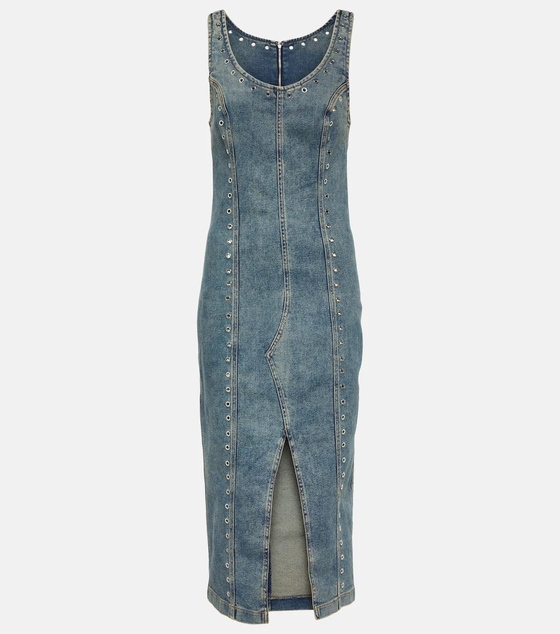 Blumarine - Embellished denim midi dress