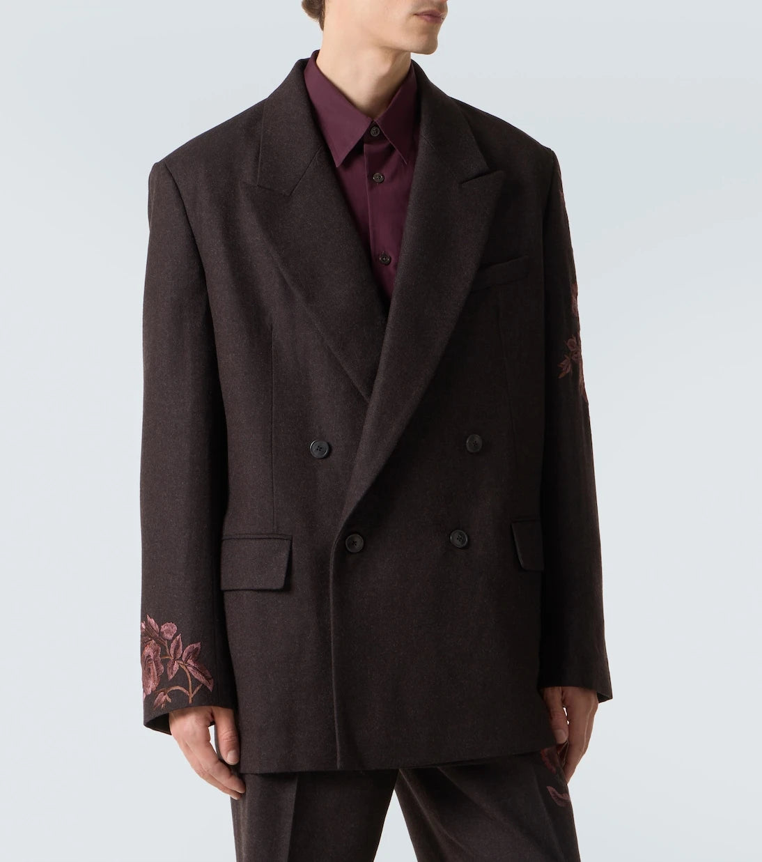 Dries Van Noten - Embroidered wool flannel blazer