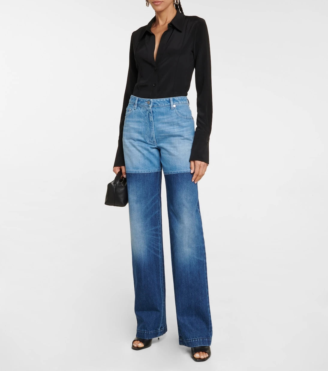 Peter Do - Bicolor high-rise wide-leg jeans