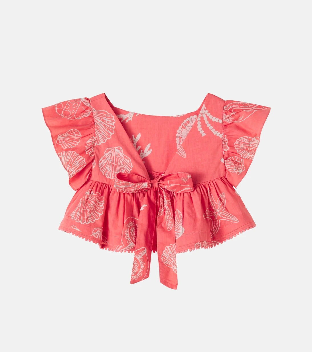 Poupette St Barth Kids - Cycas printed ruffled cotton top