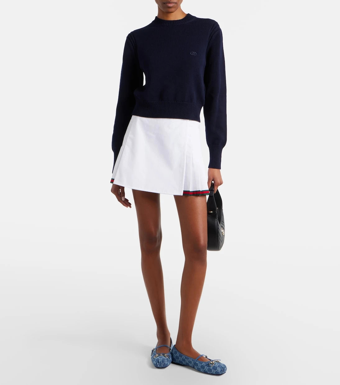 Gucci - Web Stripe cotton poplin miniskirt