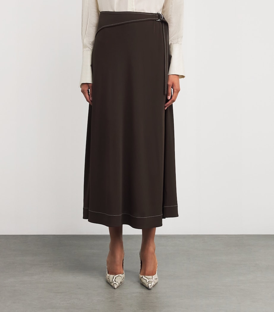 Tory Burch Brown Jersey Belted Maxi Skirt