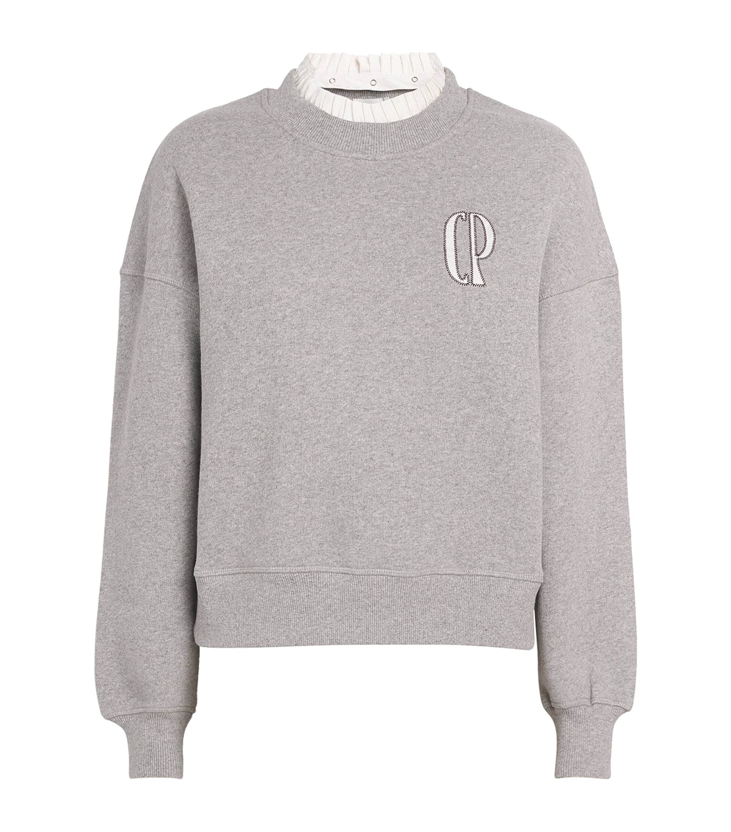 Claudie Pierlot Grey Cotton-Blend Logo Sweatshirt