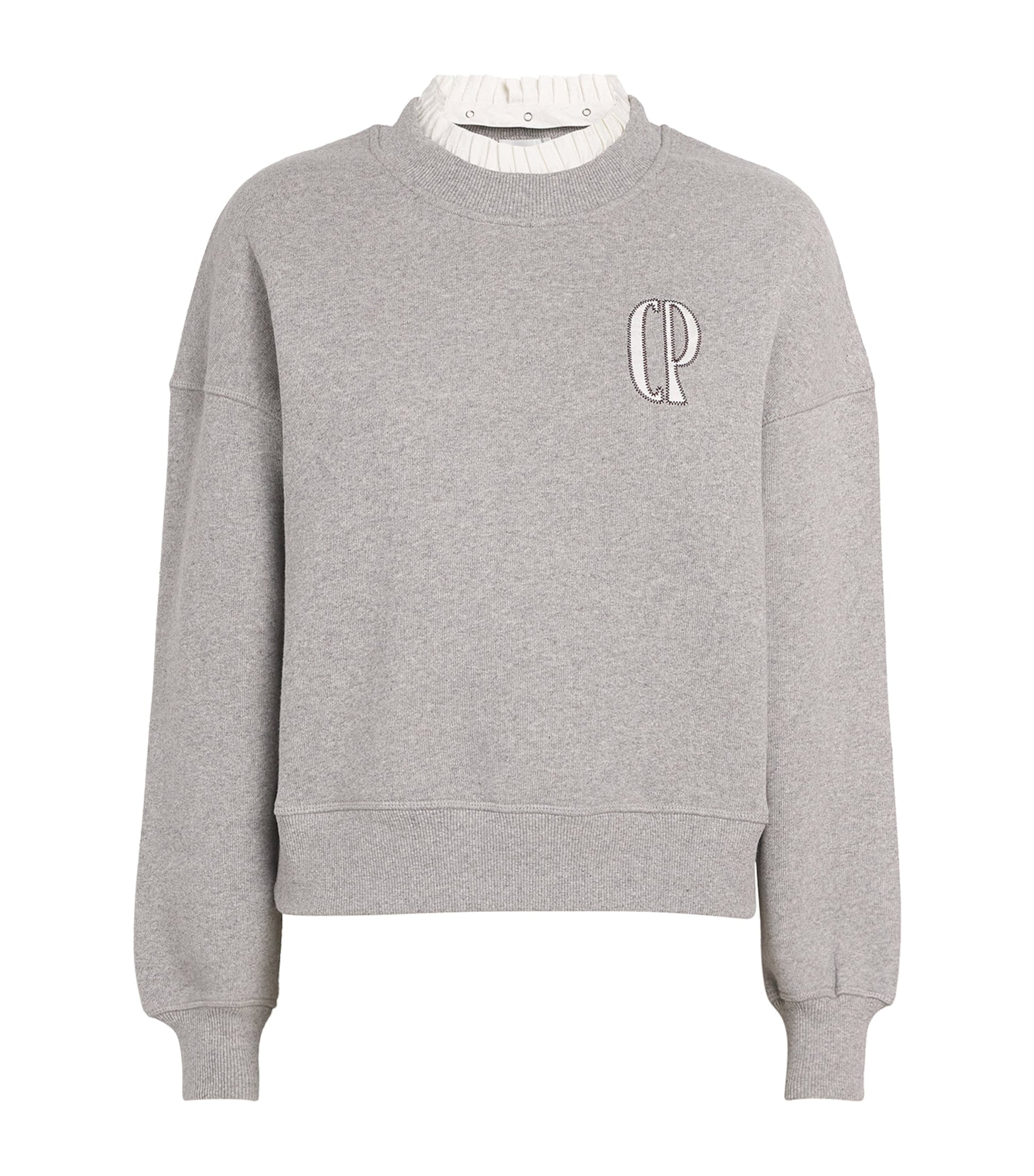 Claudie Pierlot Grey Cotton-Blend Logo Sweatshirt