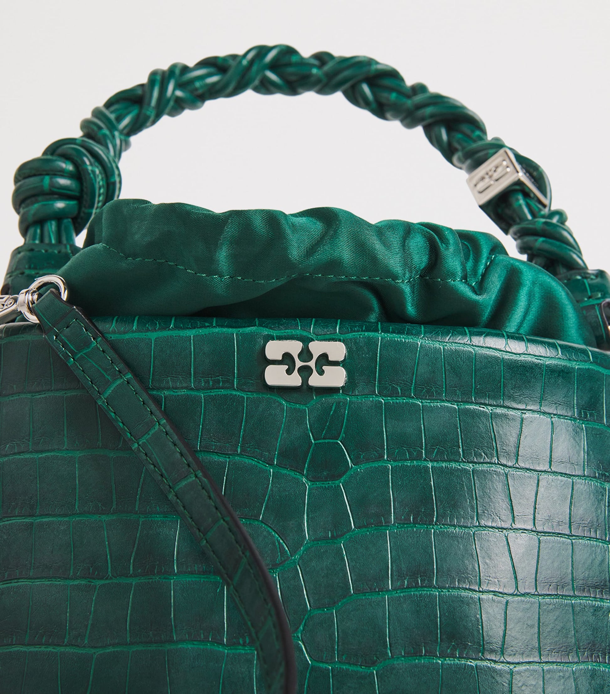 Green Croc-Embossed Leather Bou Bucket Bag