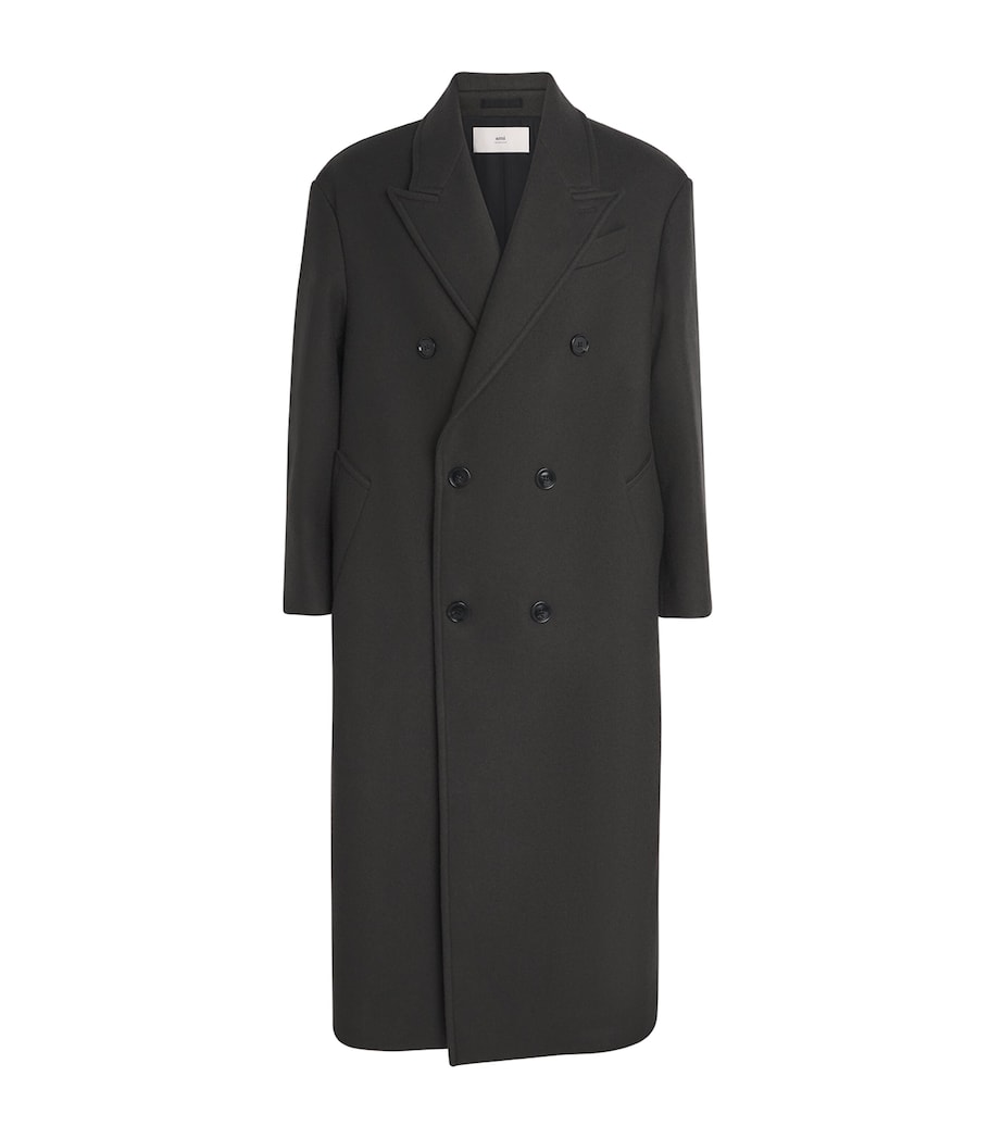 Black Boiled Wool Overcoat