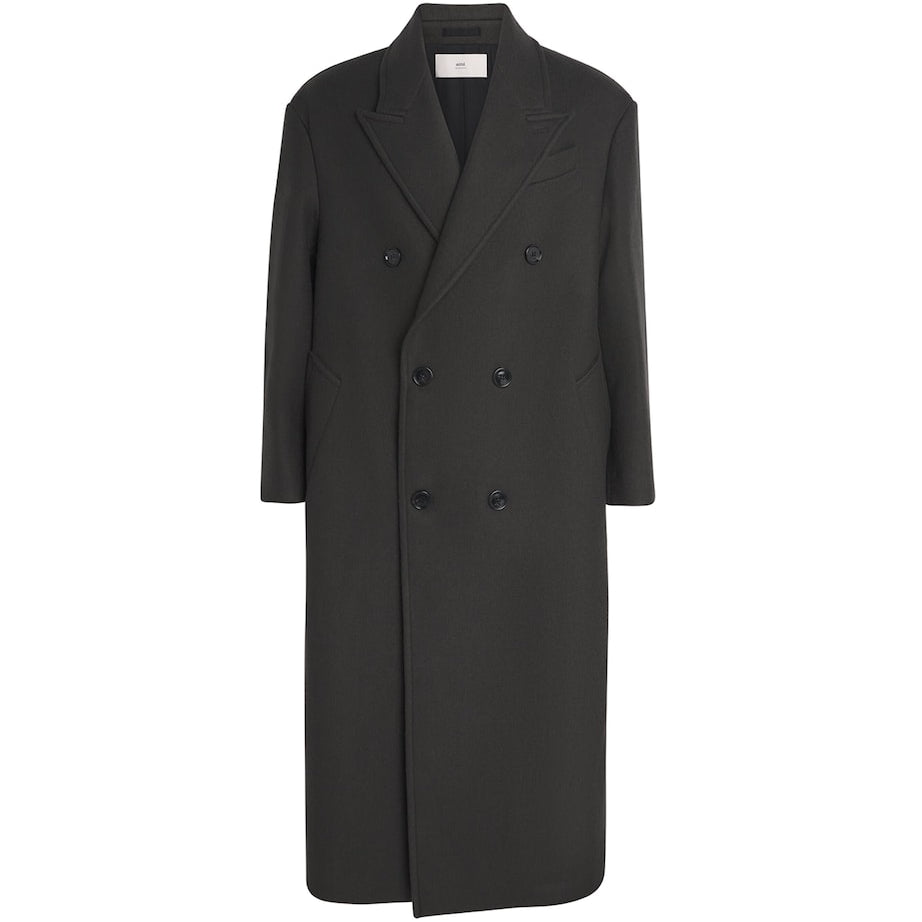 Black Boiled Wool Overcoat