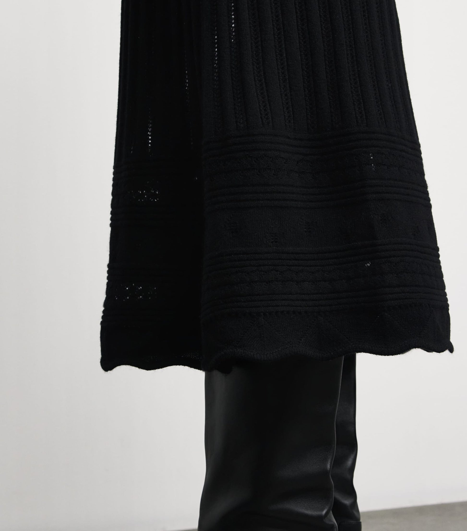 Eres Black Wool-Cashmere Rythmée Maxi Skirt