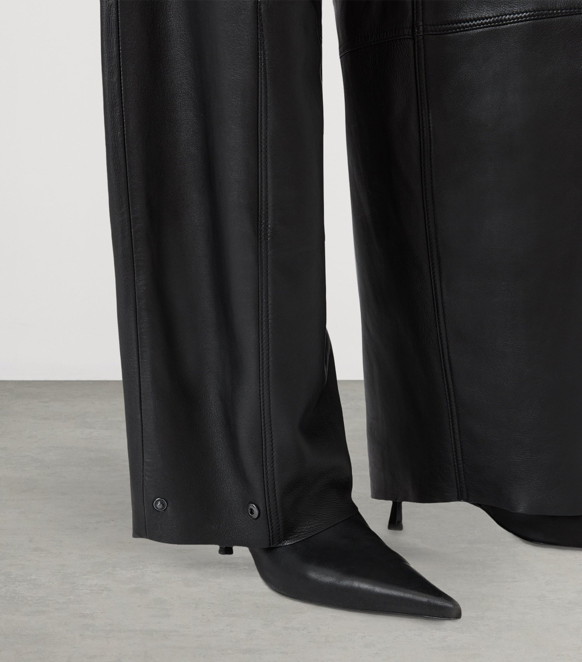 AllSaints Black Leather Jett Lea Trousers