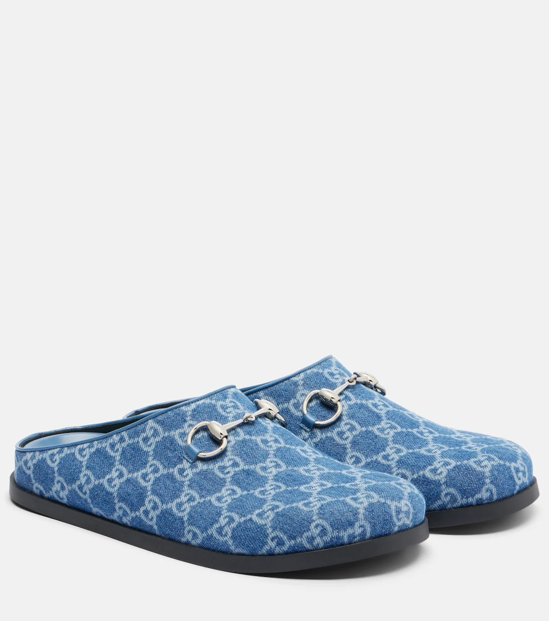 Gucci - Horsebit GG denim mules