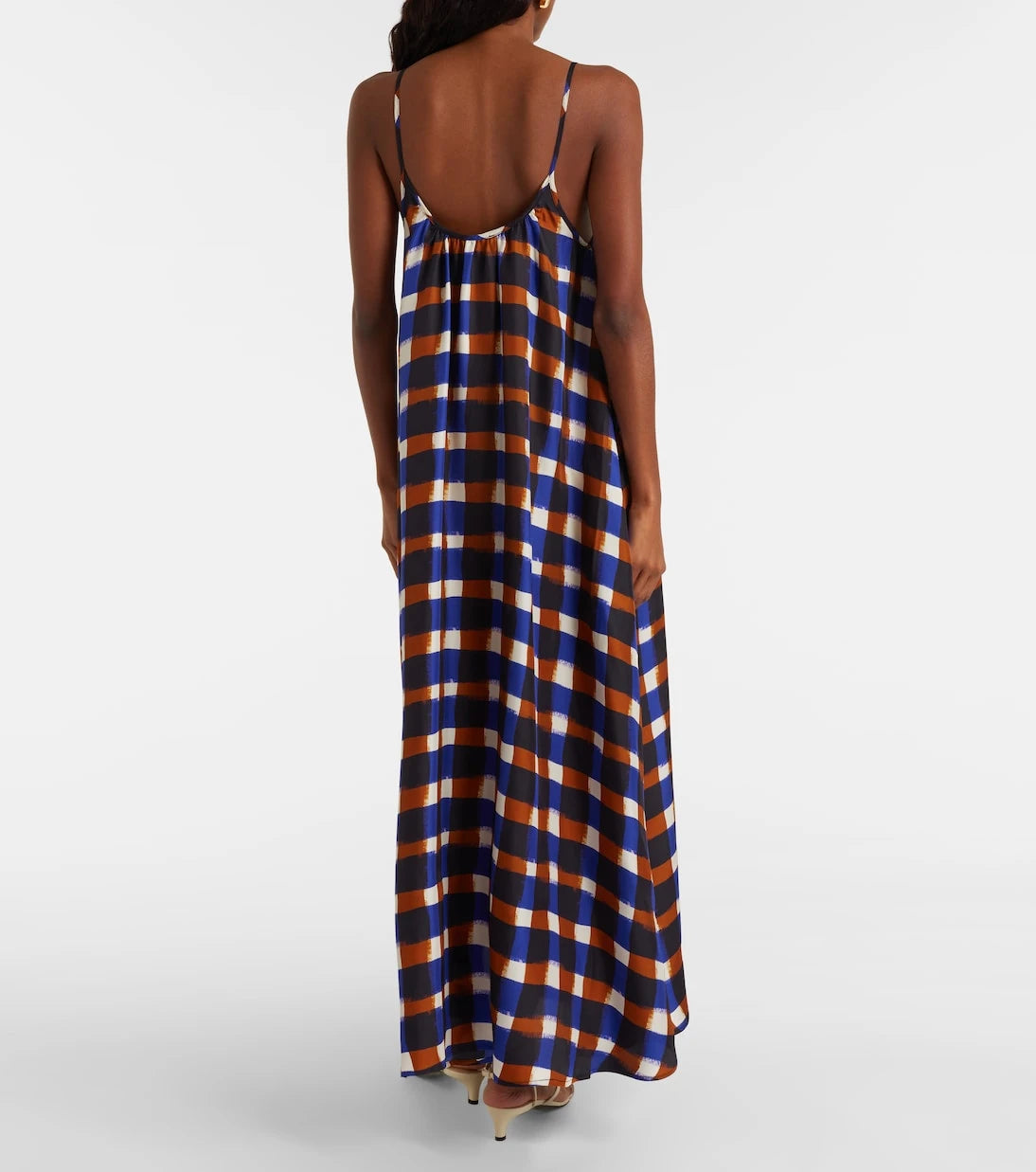 Asceno - Napoli checked silk twill maxi dress