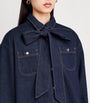 Maje Blue Bow-Detail Denim Jacket