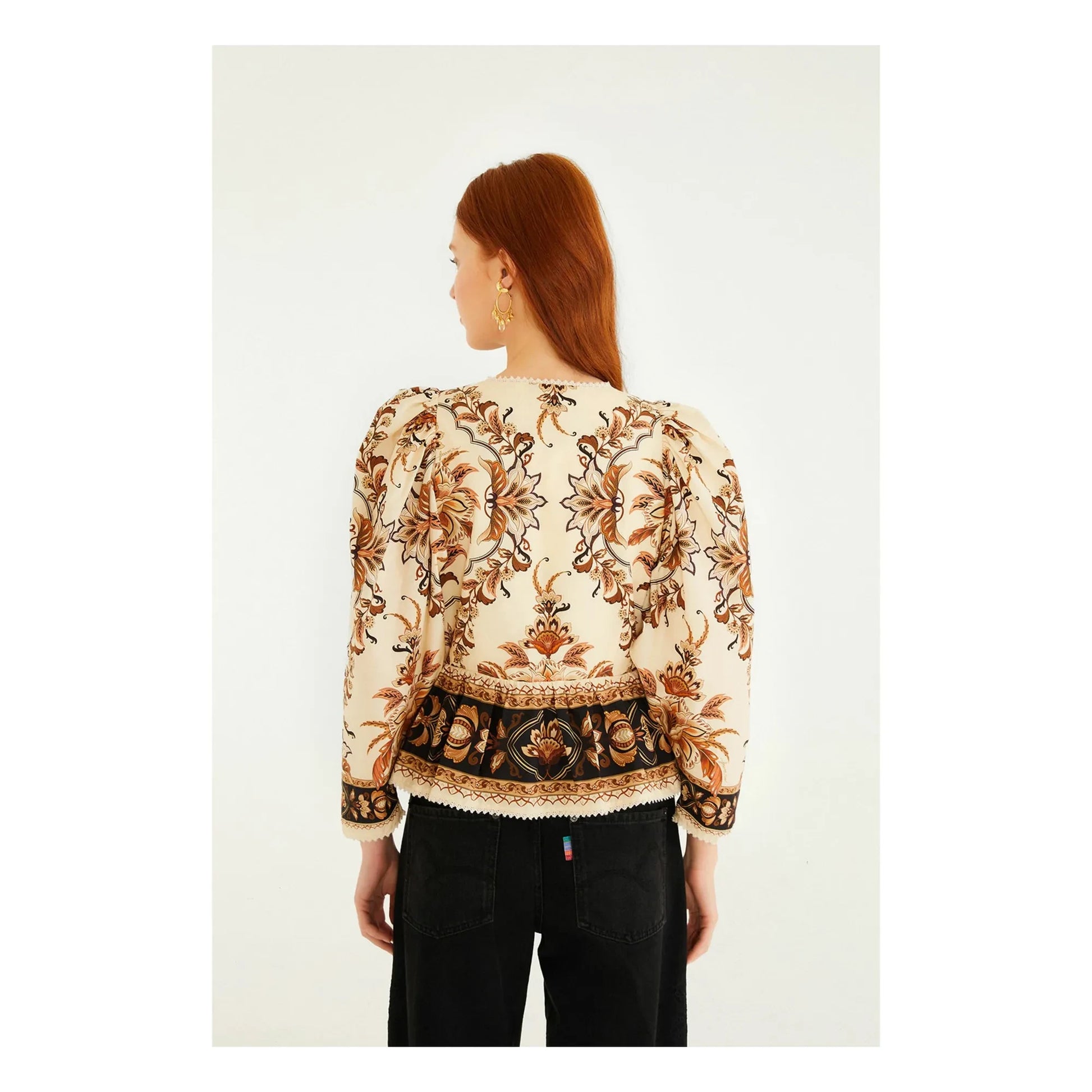 Farm Rio - Majestic Garden blouse | Sand