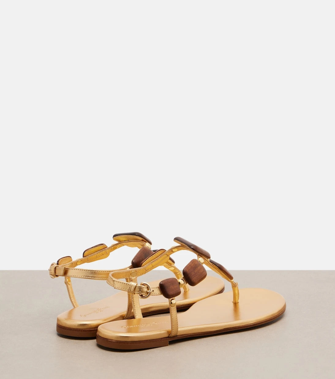 Gianvito Rossi - Beaded metallic leather thong sandals
