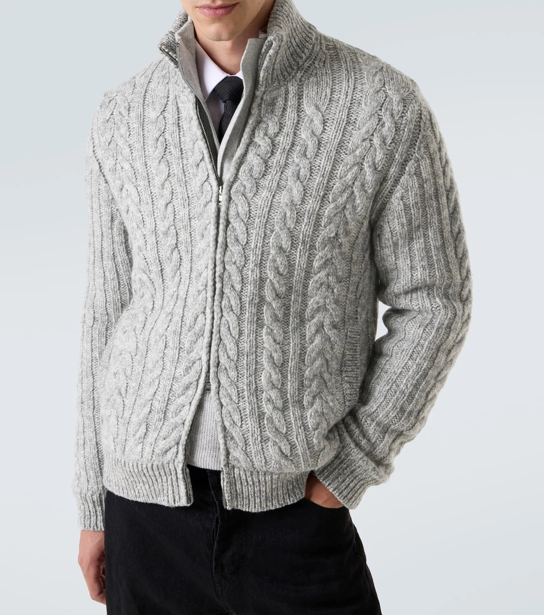 Herno - Cable-knit wool jacket