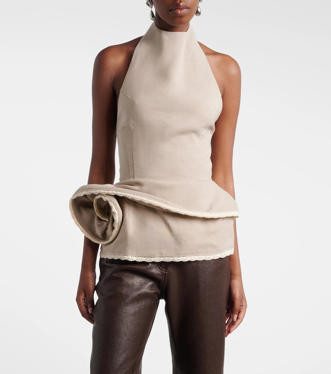 Magda Butrym - Peplum floral-appliqué linen top