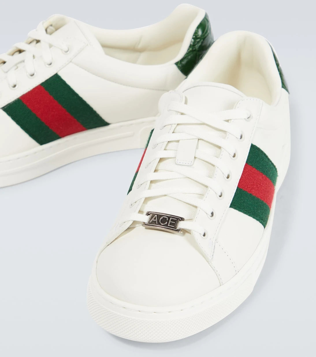 Gucci - Ace Web Stripe leather sneakers